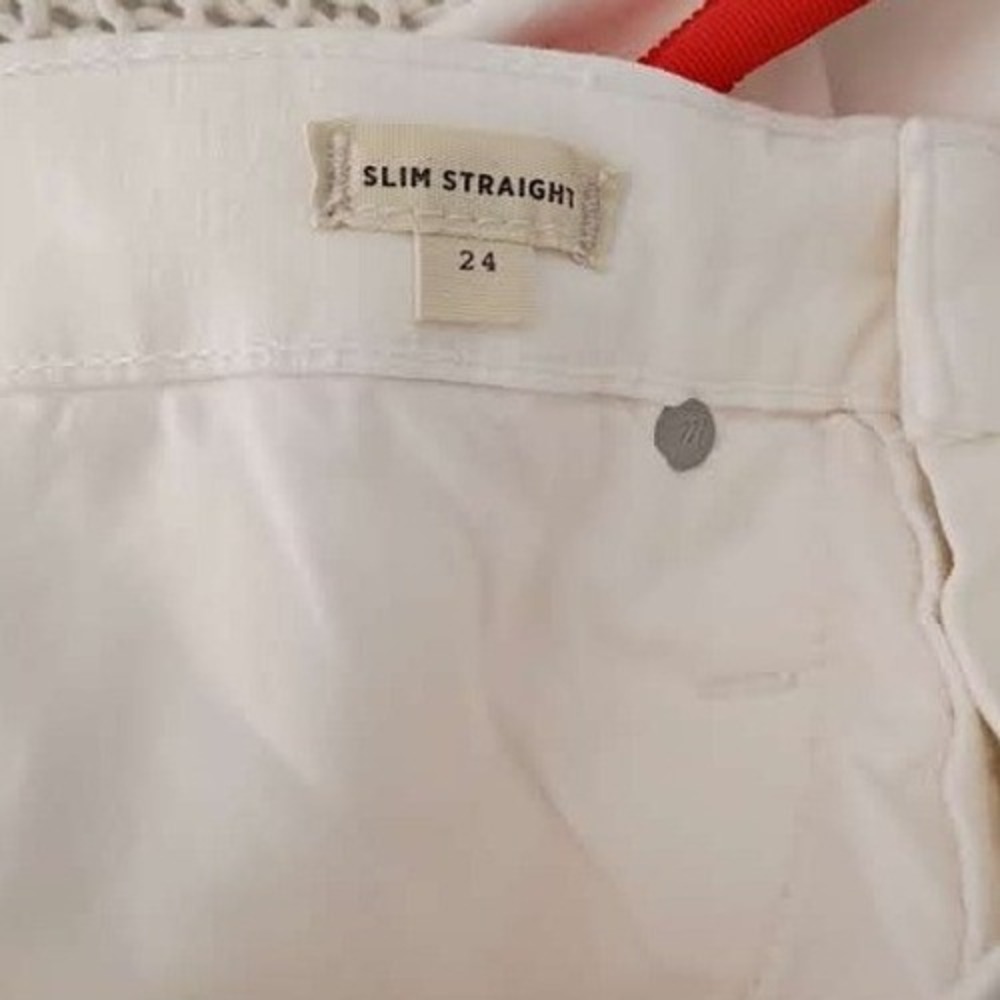 Madewell Slim Straight Tuxedo Stripe Jeans White Red 25x27 NWOT MSRP $135 - Picture 5 of 13